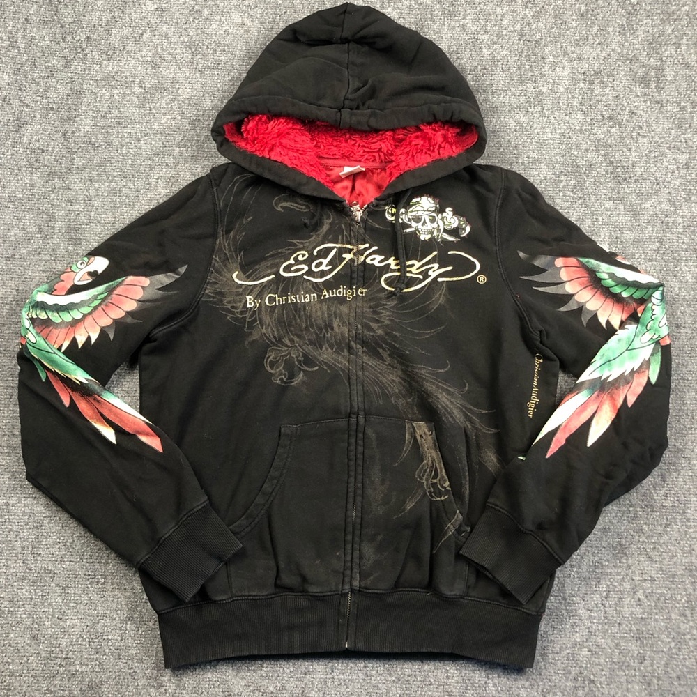 Ed Hardy Women’s Full-Zip Hoodie with Sherpa Lined Hood
